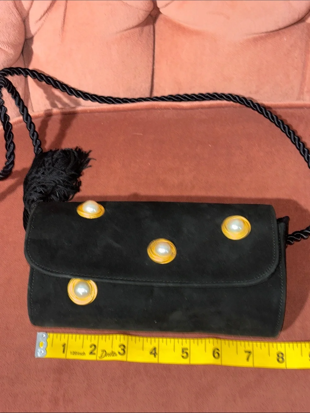 Vintage Susan Gail evening bag pearl detail small crossbody elegant timeless - Picture 13 of 15